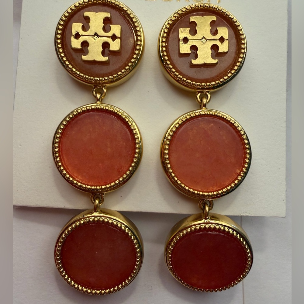 Tory Burch Gold and orange semiprecious stone Dangle Earrings